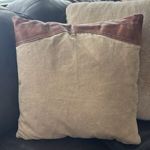 The Barrel Shack canvas leather pillow cover